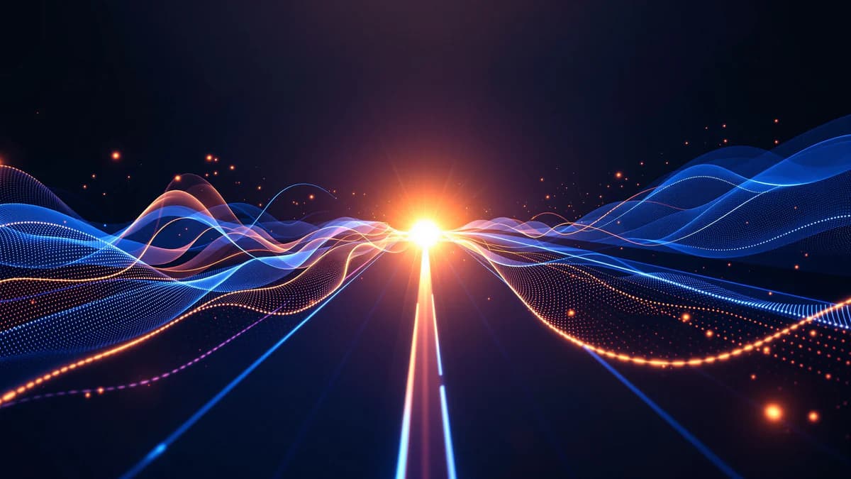 Two diverging abstract pathways—one organic with layered nodes, one grid-based—converging toward a glowing target point, representing contractor lead strategy comparison.