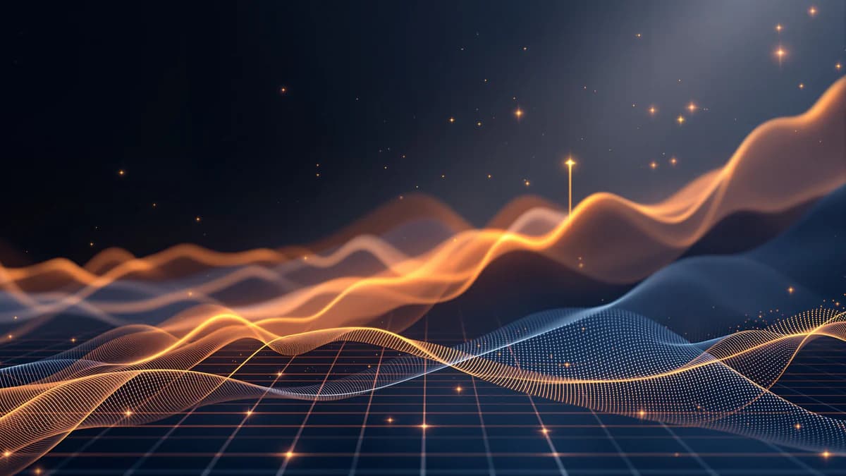 Abstract geometric layers with ascending nodes and volumetric light rays representing SEO growth, local search rankings, and organic lead generation
